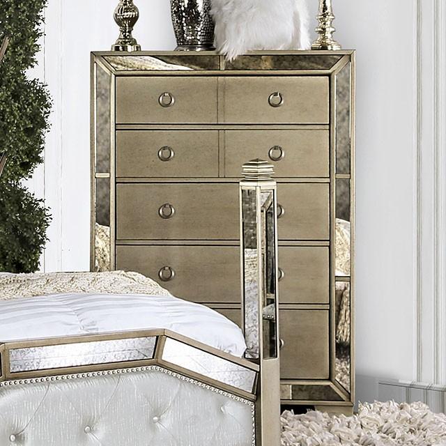 LORAINE Champagne Chest - Marjories Furniture (Las Vegas, NV)