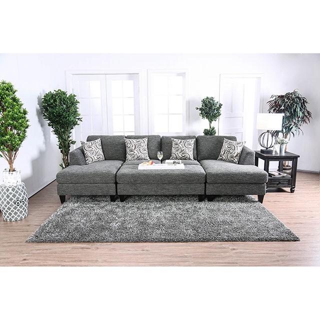 Lowry Gray Sectional w/ Ottoman - Marjories Furniture (Las Vegas, NV)