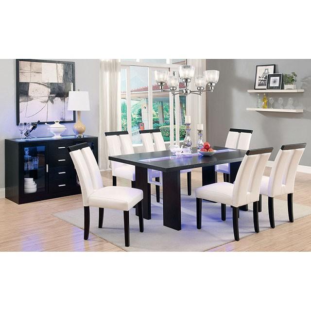 Luminar Black Glass-Insert Dining Table - Marjories Furniture (Las Vegas, NV)