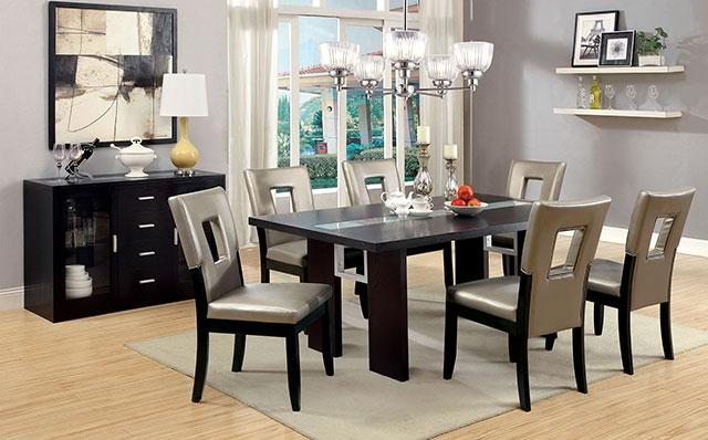 Luminar Black Glass-Insert Dining Table - Marjories Furniture (Las Vegas, NV)