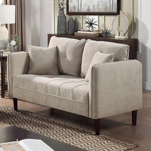 LYNDA Loveseat w/ Pillows, Light Gray - Marjories Furniture (Las Vegas, NV)