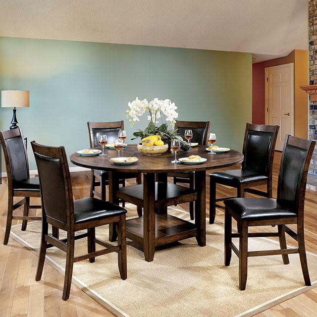 MEAGAN II Brown Cherry Round Counter Ht. Table - Marjories Furniture (Las Vegas, NV)