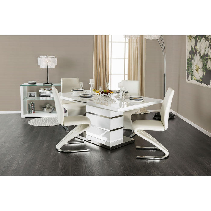 Midvale White/Chrome Dining Table - Marjories Furniture (Las Vegas, NV)