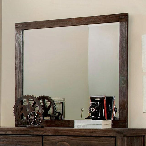 Rexburg Wire-Brushed Rustic Brown Mirror - Marjories Furniture (Las Vegas, NV)