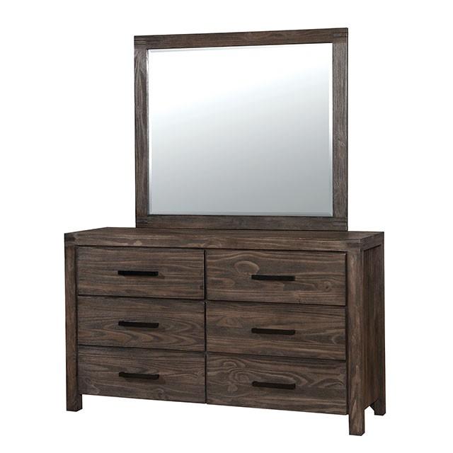 Rexburg Wire-Brushed Rustic Brown Mirror - Marjories Furniture (Las Vegas, NV)