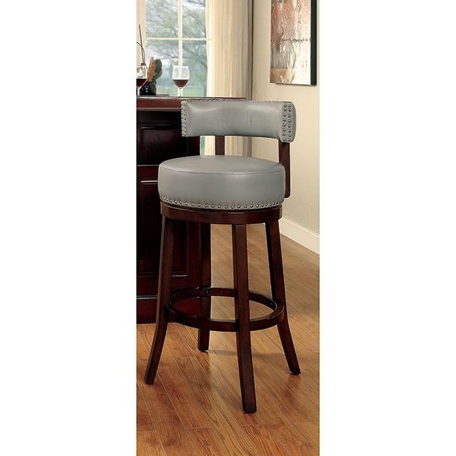 SHIRLEY Dark Oak/Gray 29" Bar Stool - Marjories Furniture (Las Vegas, NV)