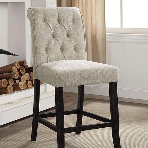 Izzy Beige/Antique Black Counter Ht. Chair, Ivory (2/CTN) - Marjories Furniture (Las Vegas, NV)