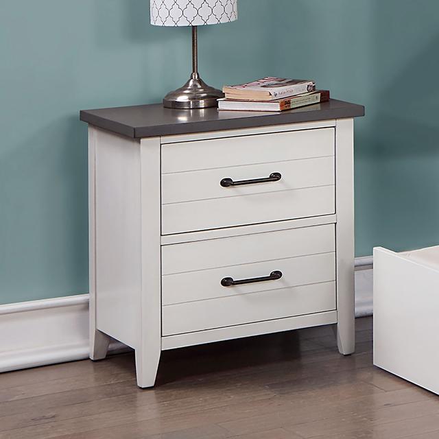 PRIAM Night Stand, White/Gray - Marjories Furniture (Las Vegas, NV)