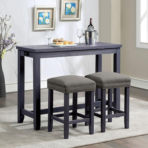 CAERLEON 3 Pc. Counter Ht. Table Set, Blue - Marjories Furniture (Las Vegas, NV)