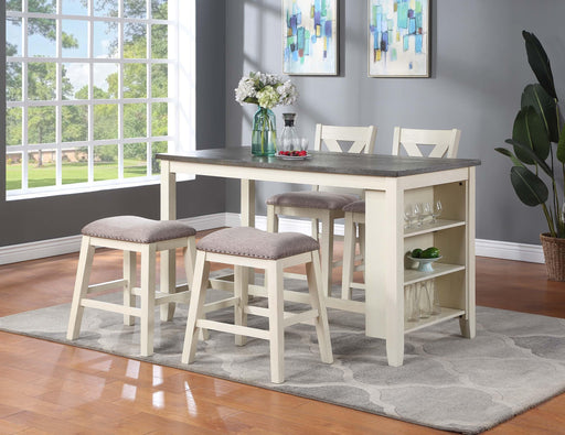 Minyou Counter Height Dining Table in White + Grey - Marjories Furniture (Las Vegas, NV)