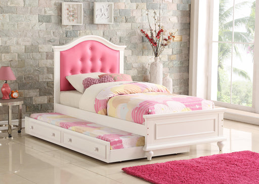 Mcraft Twin Bed W/Trundle-Pink+White in White - Marjories Furniture (Las Vegas, NV)