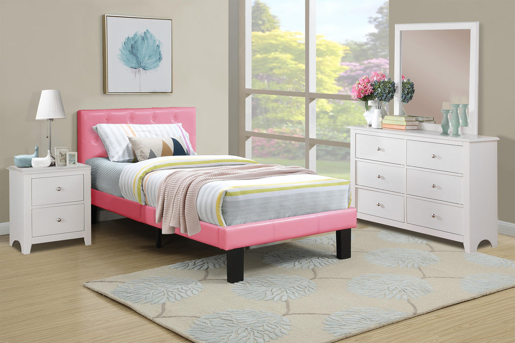 Chyuan Twin Bed in Pink / Espresso - Marjories Furniture (Las Vegas, NV)