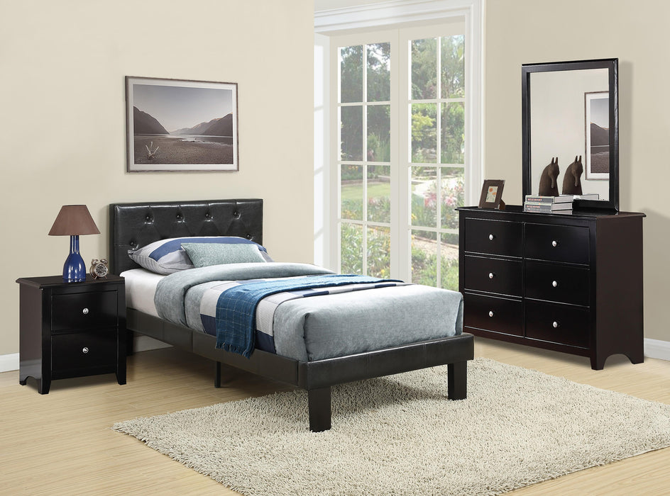 Chyuan Twin Bed in Black / Espresso - Marjories Furniture (Las Vegas, NV)