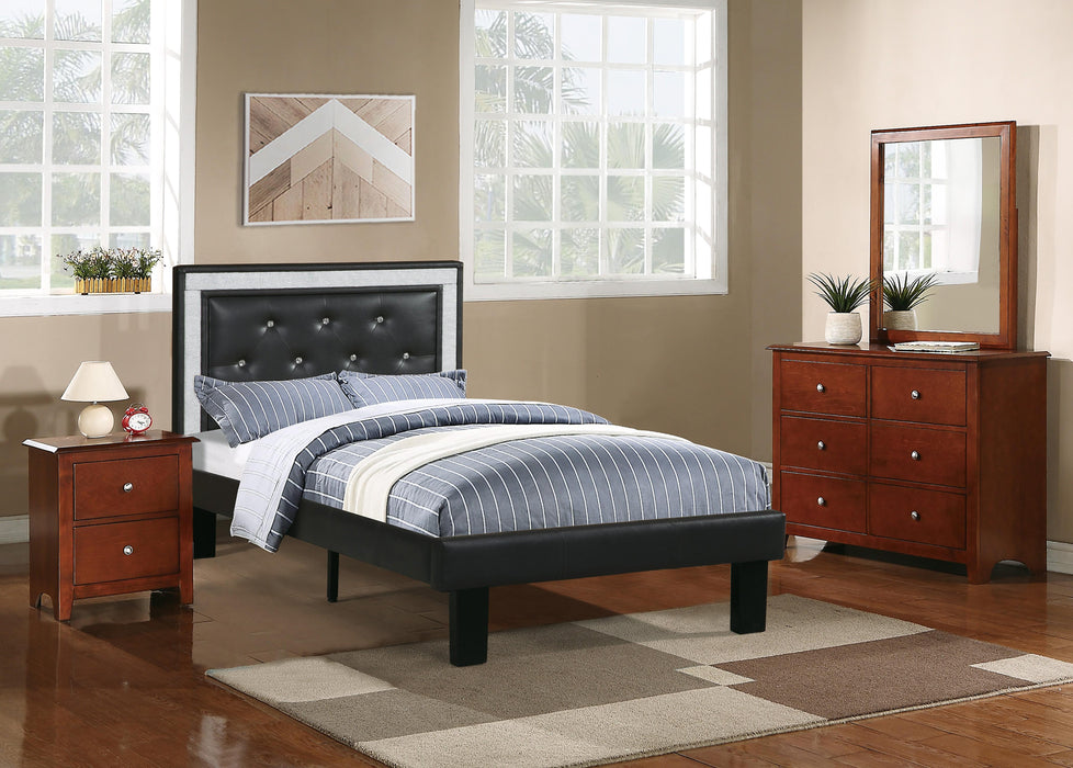 Chyuan Twin Bed/Pu-Ash Black in Black / Espresso - Marjories Furniture (Las Vegas, NV)