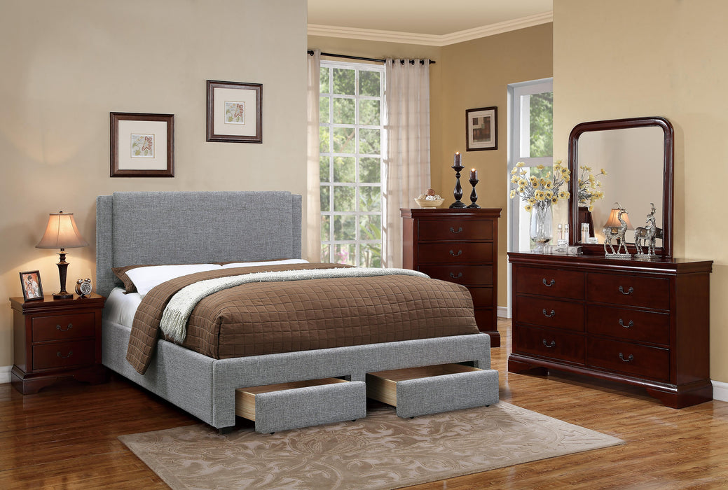 Liihcc E.King Bed/Stone Ash in Light Grey / Black
