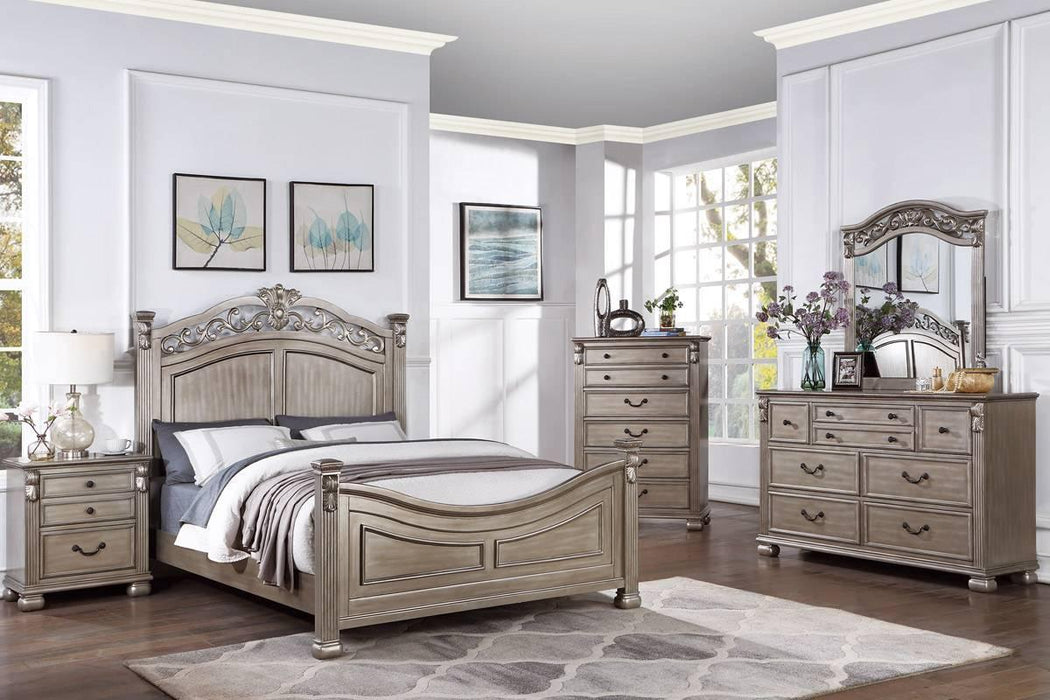 Mcraft Eastern King Bed in Antique Silver - Marjories Furniture (Las Vegas, NV)