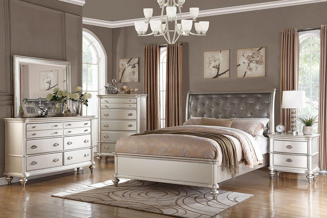 Mcraft Eastern King Bed/Silver Finish in Silver - Marjories Furniture (Las Vegas, NV)