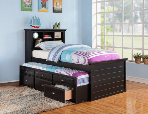 Mcraft Twin Bed W/Trundle-Black W. Drawers in Black - Marjories Furniture (Las Vegas, NV)