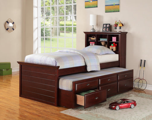 Mcraft Twin Bed W/Trundle-Cherry W. Drawers in Dark Cherry - Marjories Furniture (Las Vegas, NV)