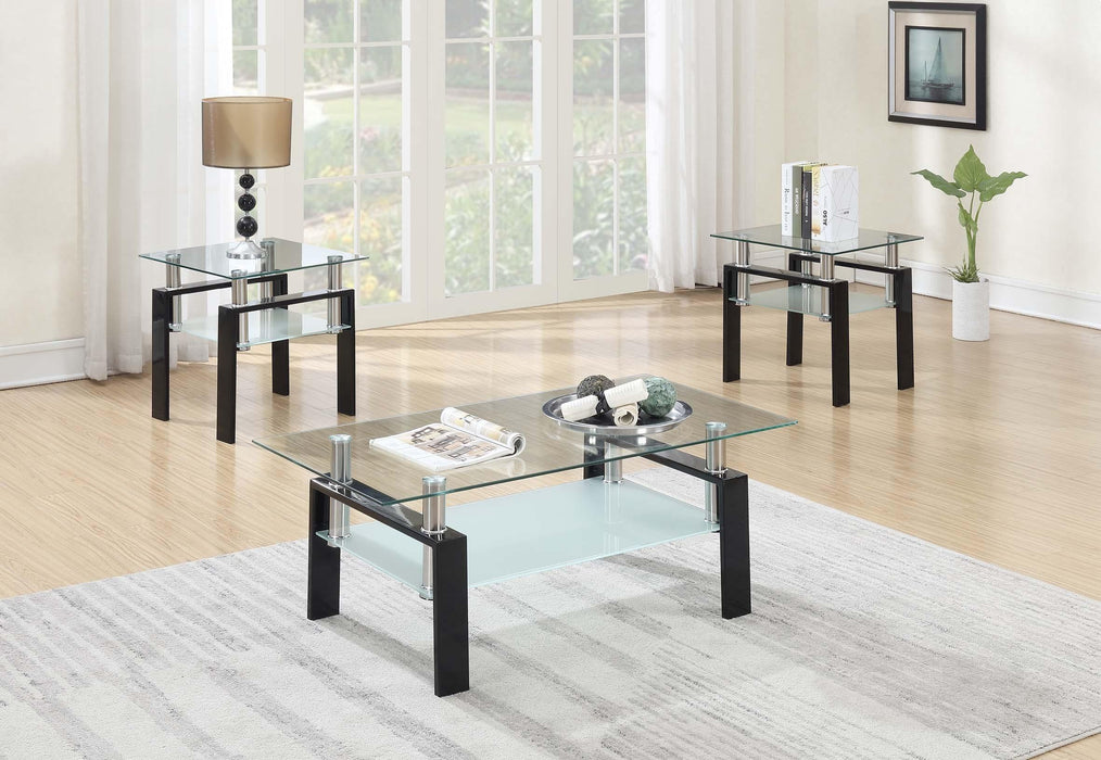Tjitra 3-Pcs Occasional Table Set in Clear Black - Marjories Furniture (Las Vegas, NV)