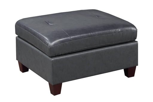 Uefurn Ottoman/ Black Genuine Leather in Black - Marjories Furniture (Las Vegas, NV)