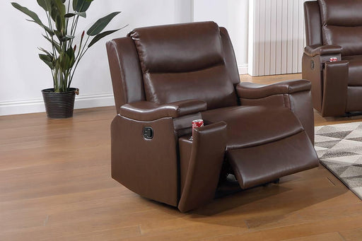 Uniqvn Recliner W/Cup Holder in Camel - Marjories Furniture (Las Vegas, NV)