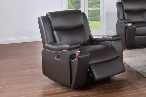 Uniqvn Recliner W/Cup Holder in Espresso - Marjories Furniture (Las Vegas, NV)