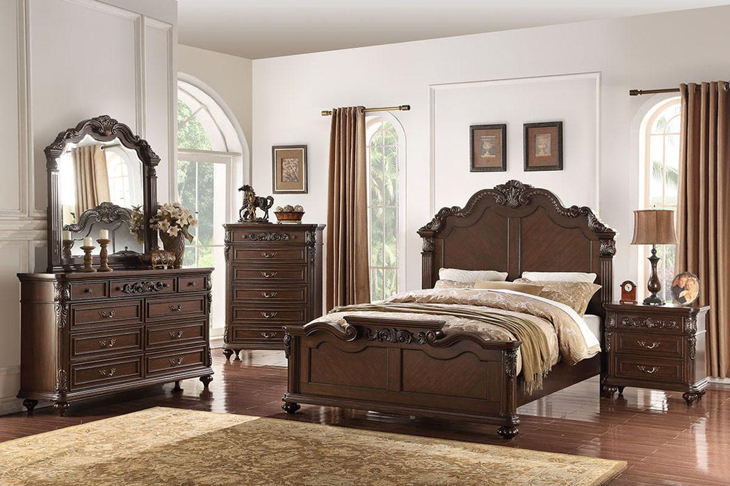 Viethn Eastern King Bed/Vaneer/Dark Walnut in Antique Cherry - Marjories Furniture (Las Vegas, NV)