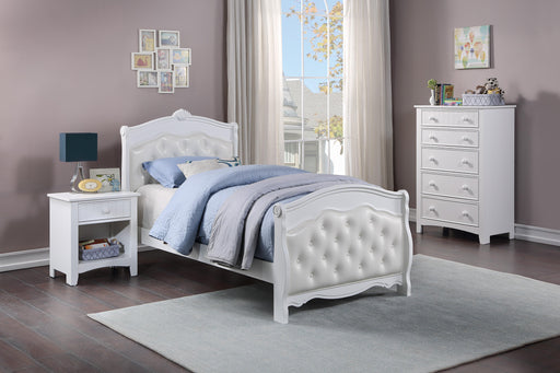 Mcraft Twin Bed- White/White Pu in White - Marjories Furniture (Las Vegas, NV)
