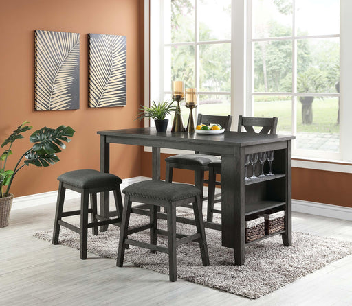 Minyou Counter Height Table W/Storage in Grey - Marjories Furniture (Las Vegas, NV)
