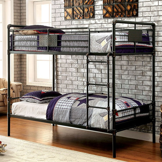 OLGA Antique Black Metal Twin/Twin Bunk Bed - Marjories Furniture (Las Vegas, NV)