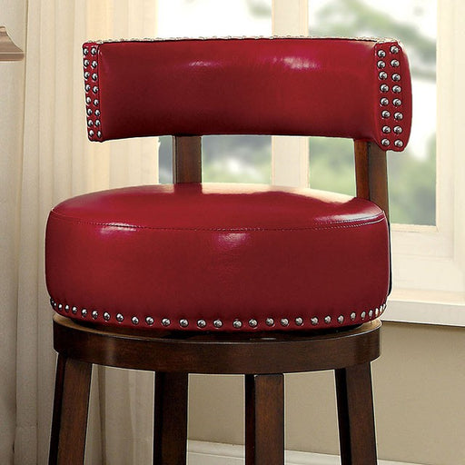 SHIRLEY Dark Oak/Red 29" Bar Stool - Marjories Furniture (Las Vegas, NV)