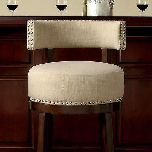 LYNSEY Dark Oak/Beige 24" Bar Stool - Marjories Furniture (Las Vegas, NV)