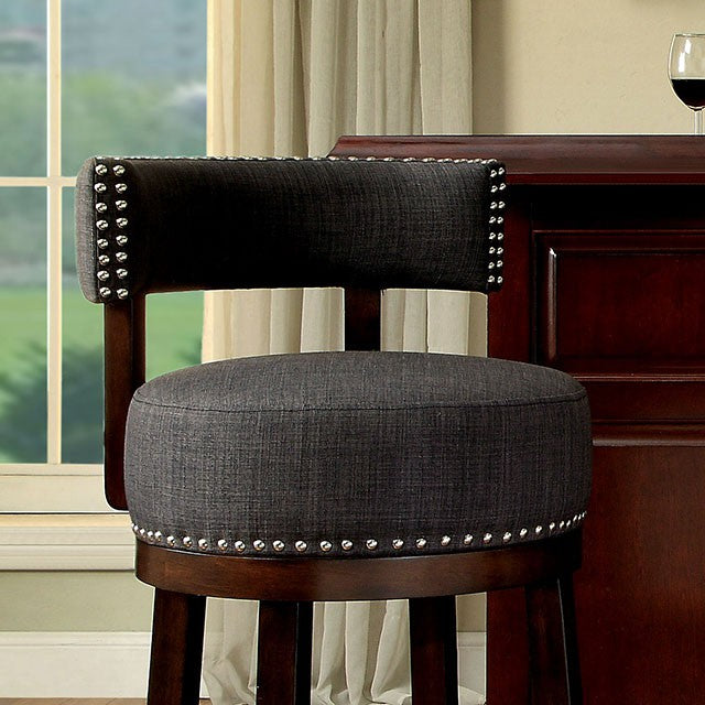 LYNSEY Dark Oak/Gray 24" Bar Stool - Marjories Furniture (Las Vegas, NV)