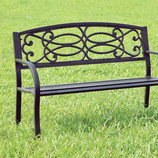 POTTER Black Patio Steel Bench - Marjories Furniture (Las Vegas, NV)