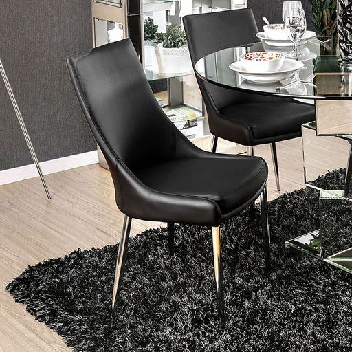 Izzy Silver/Black Side Chair, Black (2/CTN) - Marjories Furniture (Las Vegas, NV)