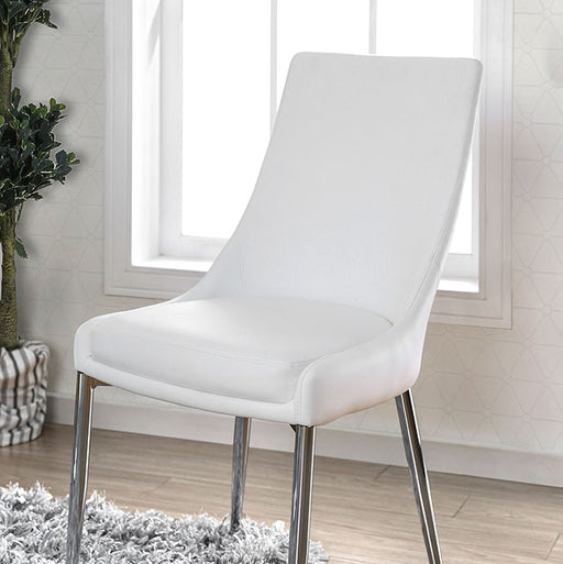 Izzy Silver/White Side Chair, White (2/CTN) - Marjories Furniture (Las Vegas, NV)