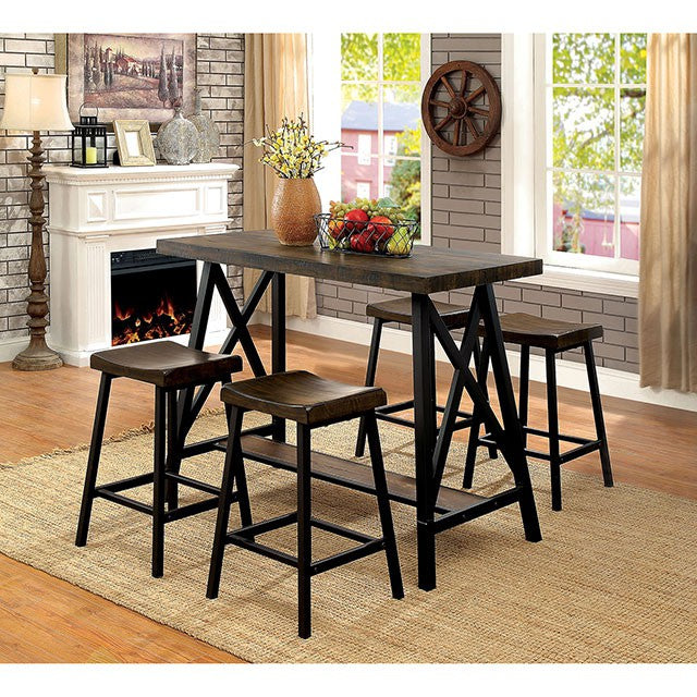 Lainey Weathered Medium Oak/Black Counter Ht. Table - Marjories Furniture (Las Vegas, NV)
