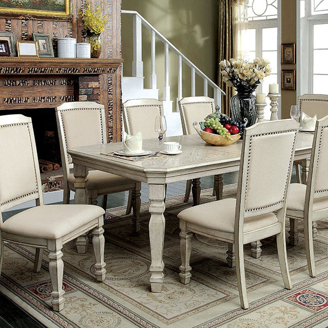 HOLCROFT Antique White/Ivory Dining Table - Marjories Furniture (Las Vegas, NV)