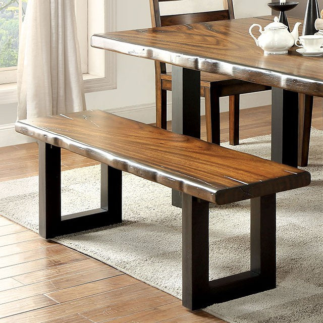MADDISON Tobacco Oak/Black Bench - Marjories Furniture (Las Vegas, NV)
