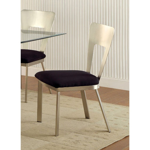NOVA Silver/Black Side Chair (2/CTN) - Marjories Furniture (Las Vegas, NV)