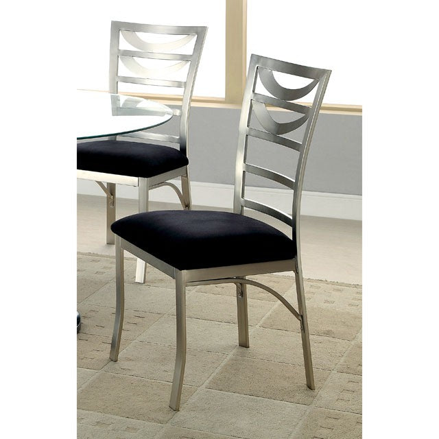 ROXO Silver/Black Side Chair (2/CTN) - Marjories Furniture (Las Vegas, NV)