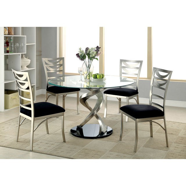 ROXO Silver/Black Side Chair (2/CTN) - Marjories Furniture (Las Vegas, NV)