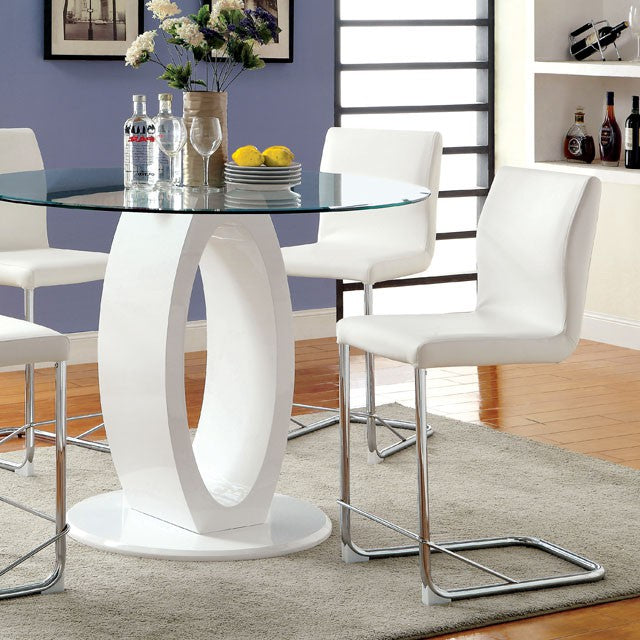 LODIA II White Round Counter Ht. Table - Marjories Furniture (Las Vegas, NV)