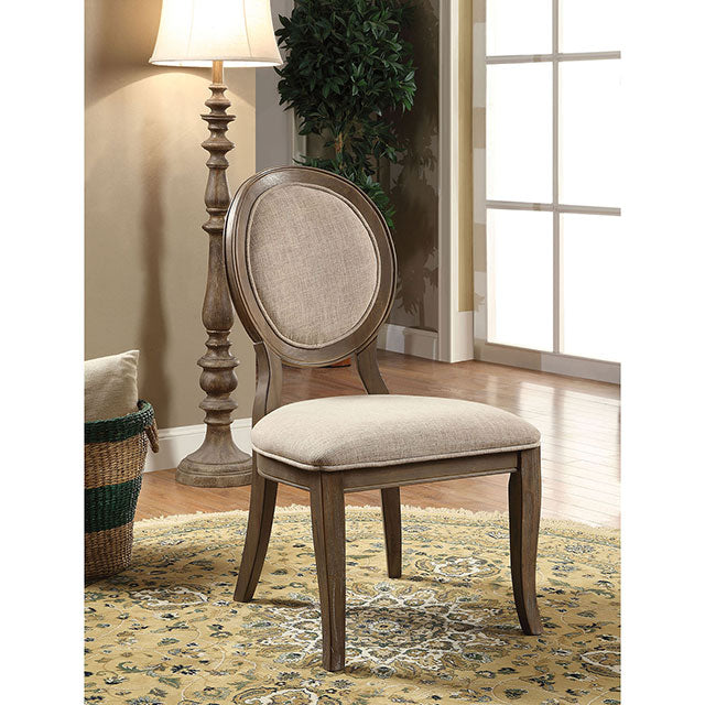 Kathryn Rustic Dark Oak/Beige Side Chair (2/CTN) - Marjories Furniture (Las Vegas, NV)