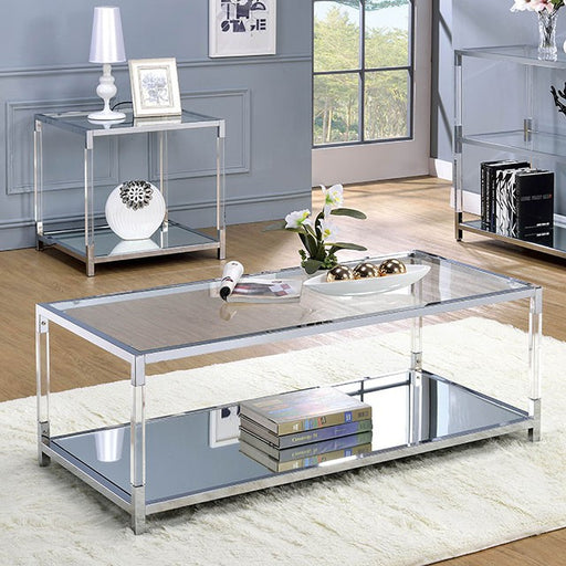 Ludvig Chrome/Clear Coffee Table - Marjories Furniture (Las Vegas, NV)