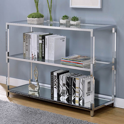 Ludvig Chrome/Clear Sofa Table - Marjories Furniture (Las Vegas, NV)