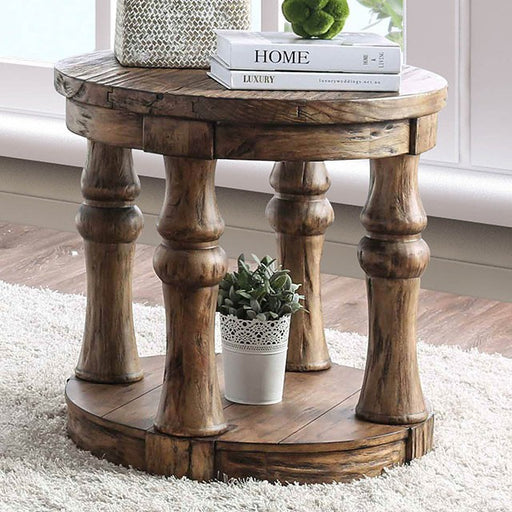 Mika Antique Oak End Table - Marjories Furniture (Las Vegas, NV)
