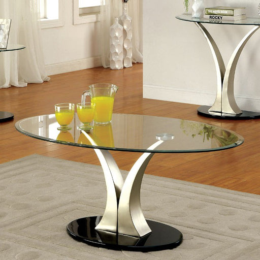 VALO Satin Plated/Black Coffee Table - Marjories Furniture (Las Vegas, NV)