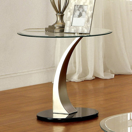 VALO Satin Plated/Black End Table - Marjories Furniture (Las Vegas, NV)